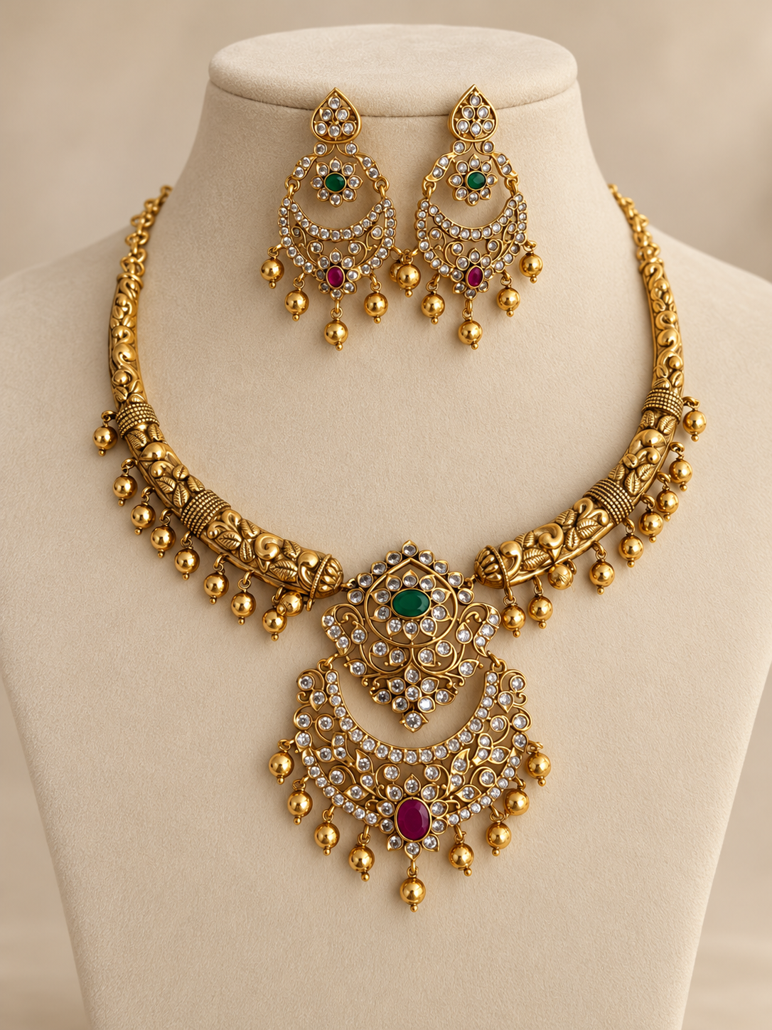 Mallika Chandbali Statement Necklace Set