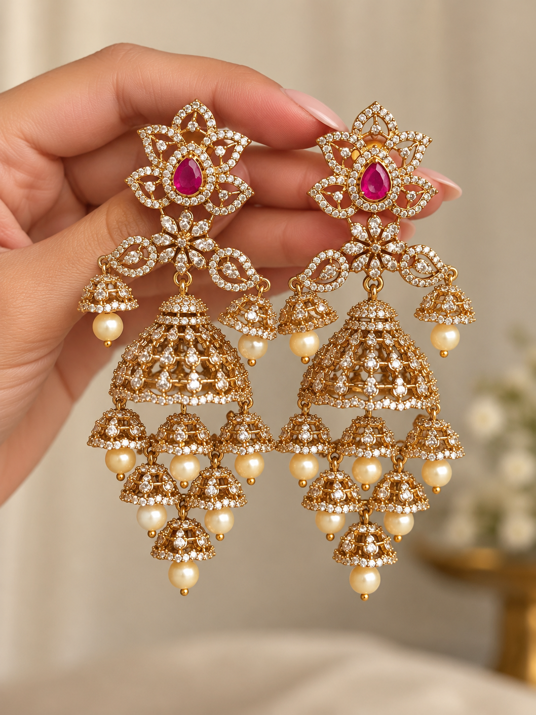 Mithula Ruby AD Jhumkas