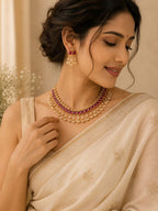 Nila Ruby Pearl Necklace Set