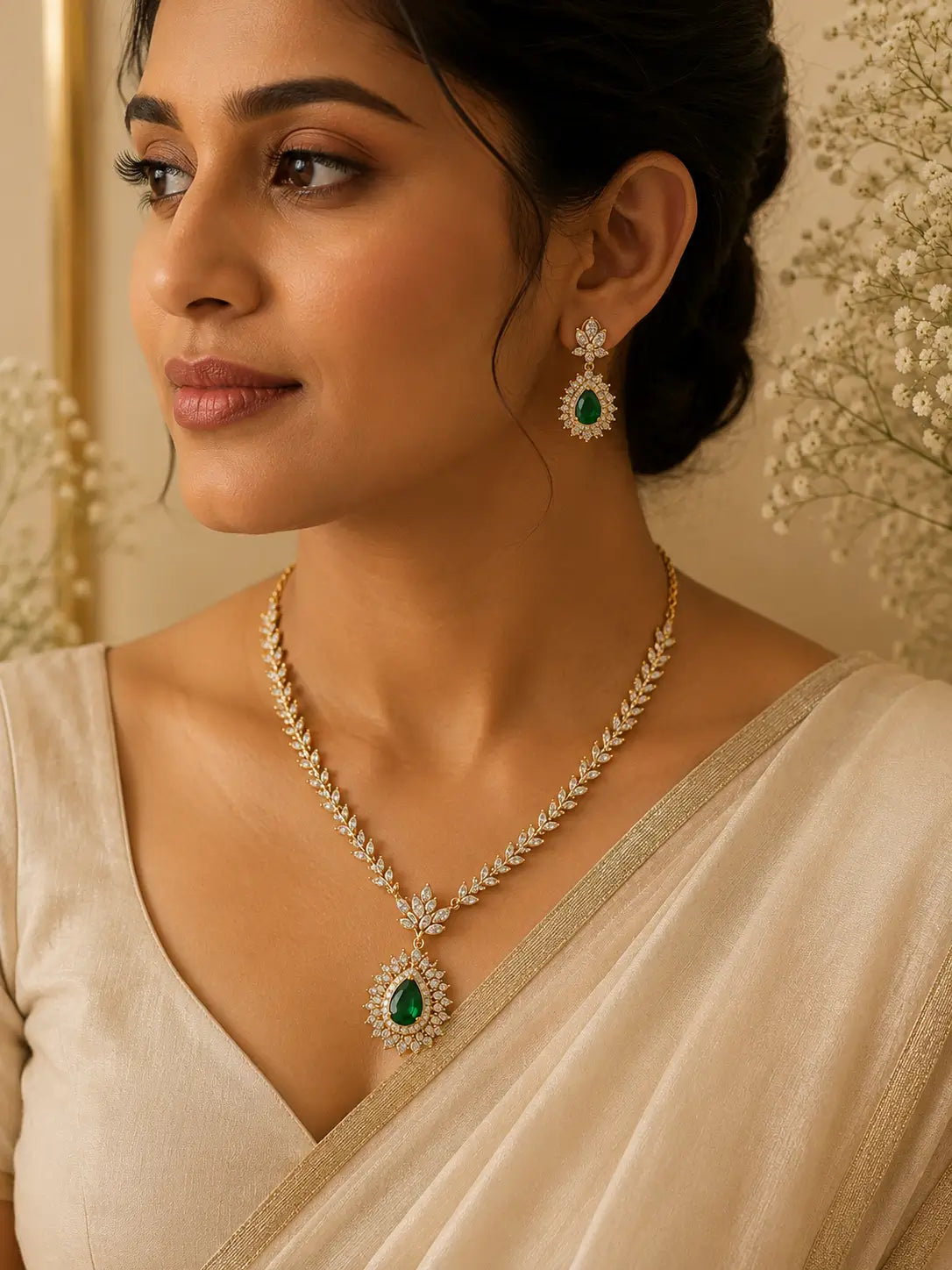 Eterna Emerald AD Necklace Set