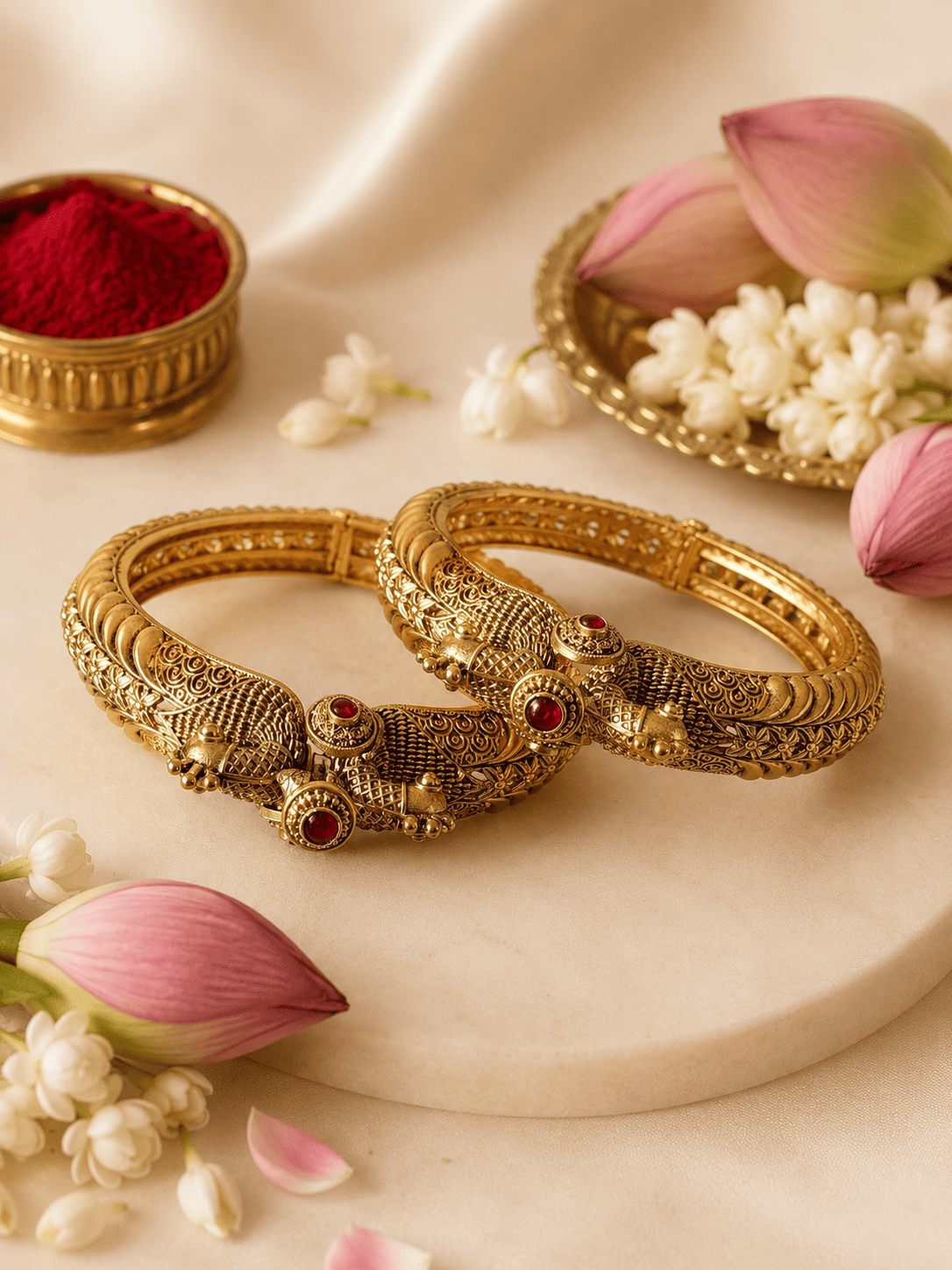 Malini Traditional Ruby Bangles (Set of 2)