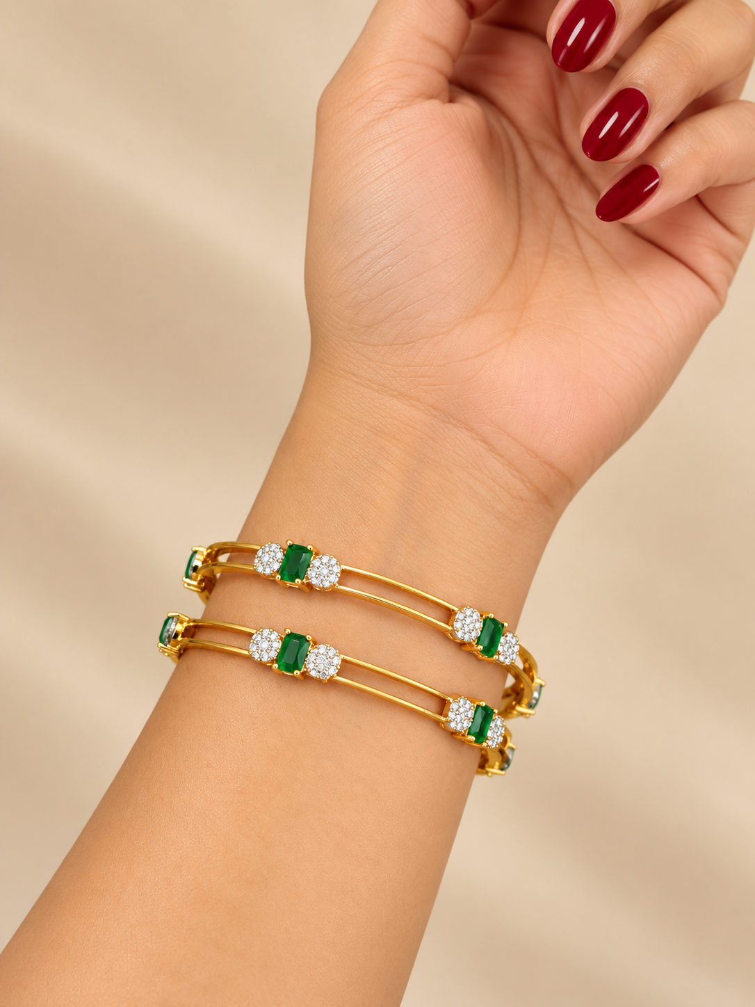 Rajani Emerald AD Bangles (Set of 2)