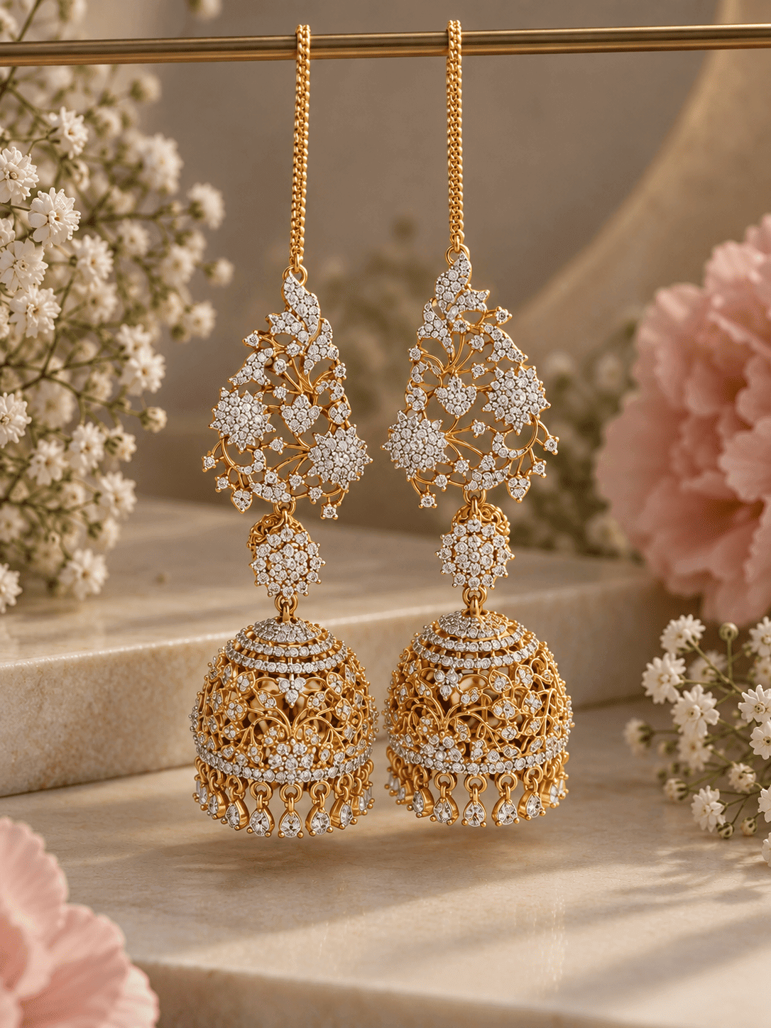 Rukmini Royale AD Earcuff Jhumkas