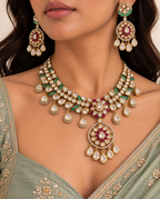 Raha Luxe Polki Necklace Set