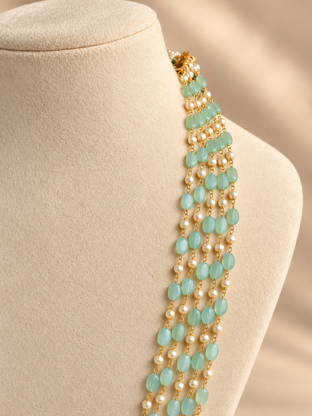 Layered Mint Pearl Necklace