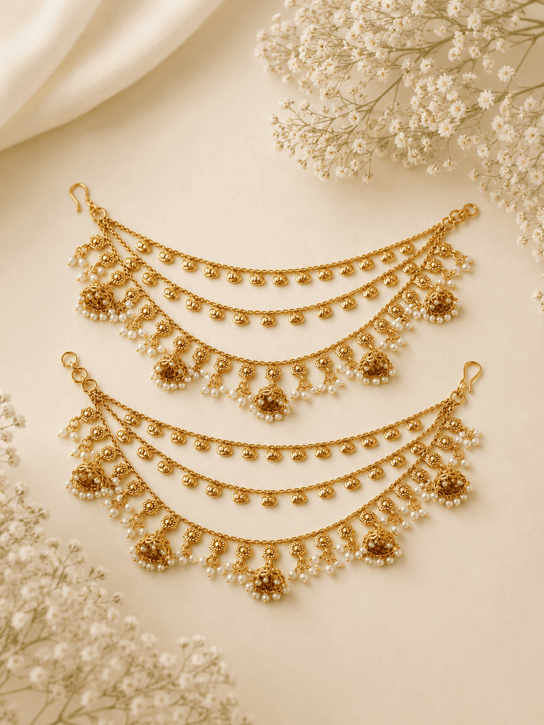 Noor Jhumka Pearl Ear Chains