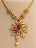 Sridevi AD Peacock Motif Necklace Set