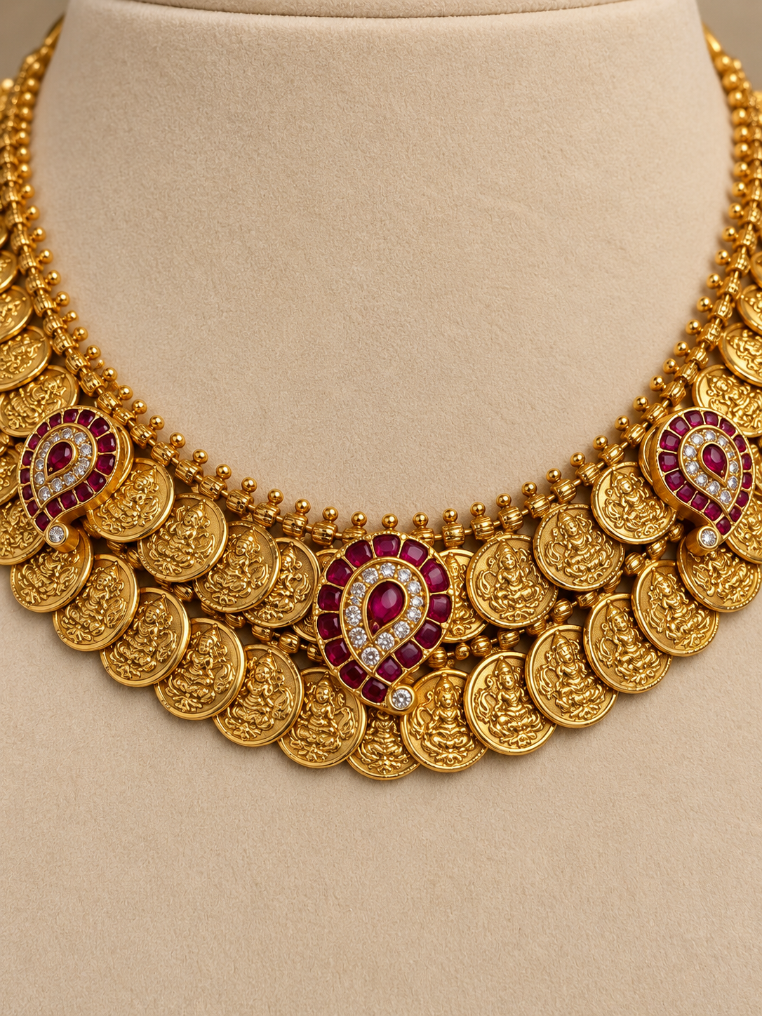 Mohini Two Layer Kaasu Mango Motif Necklace Set