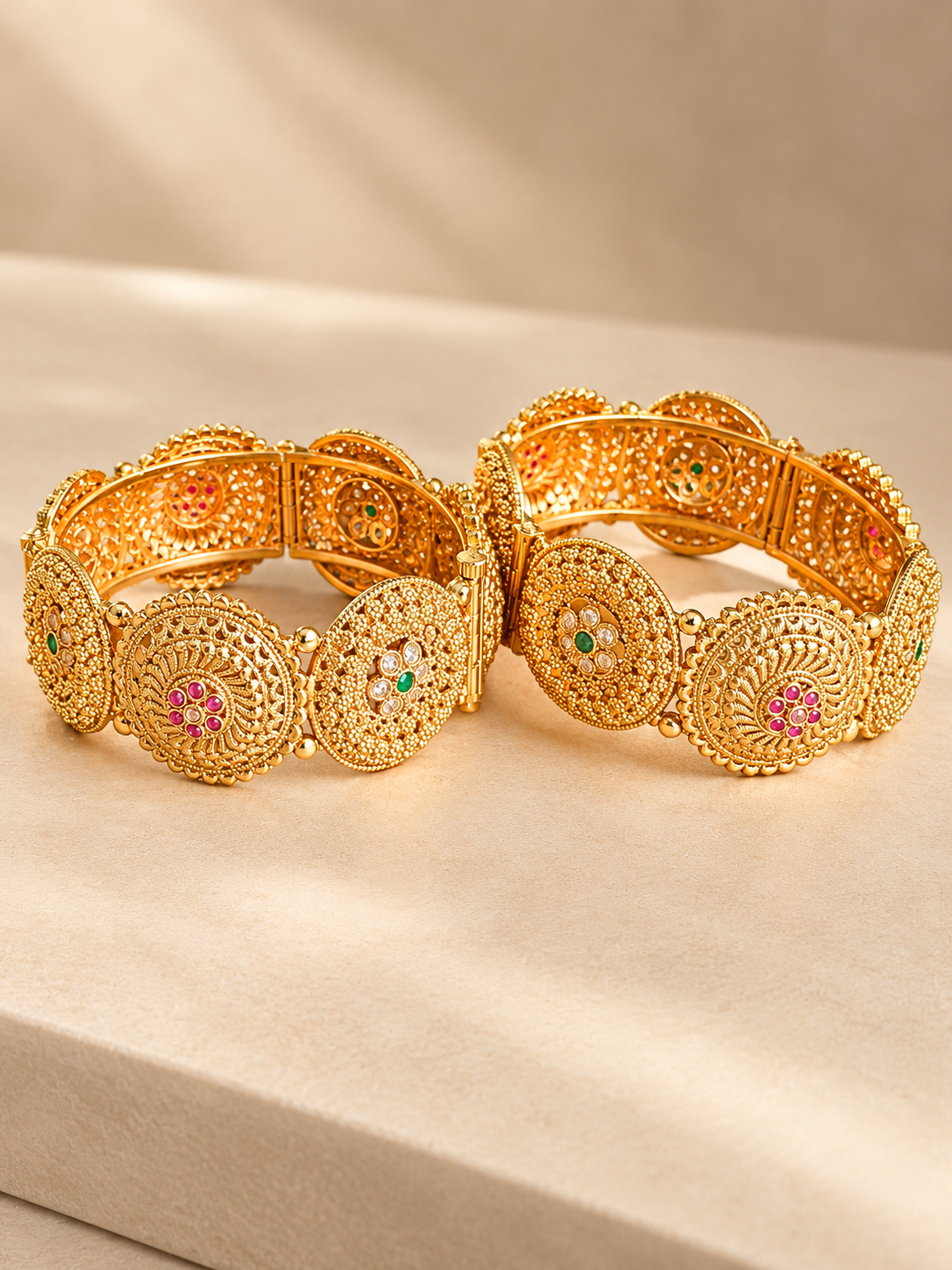 Poorna Openable Antique Bangles (Set of 2)