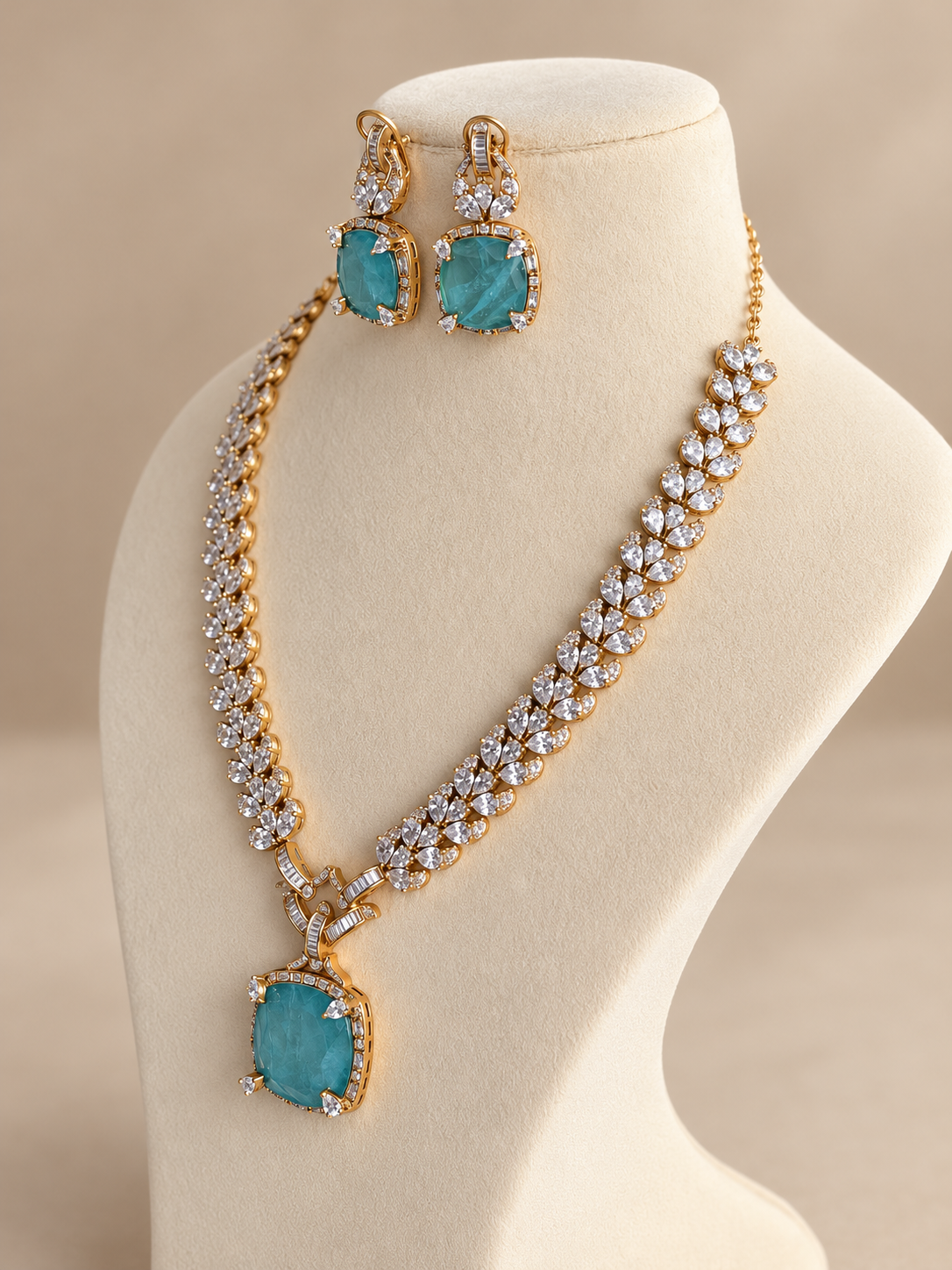Zara Luxe Polki Necklace Set
