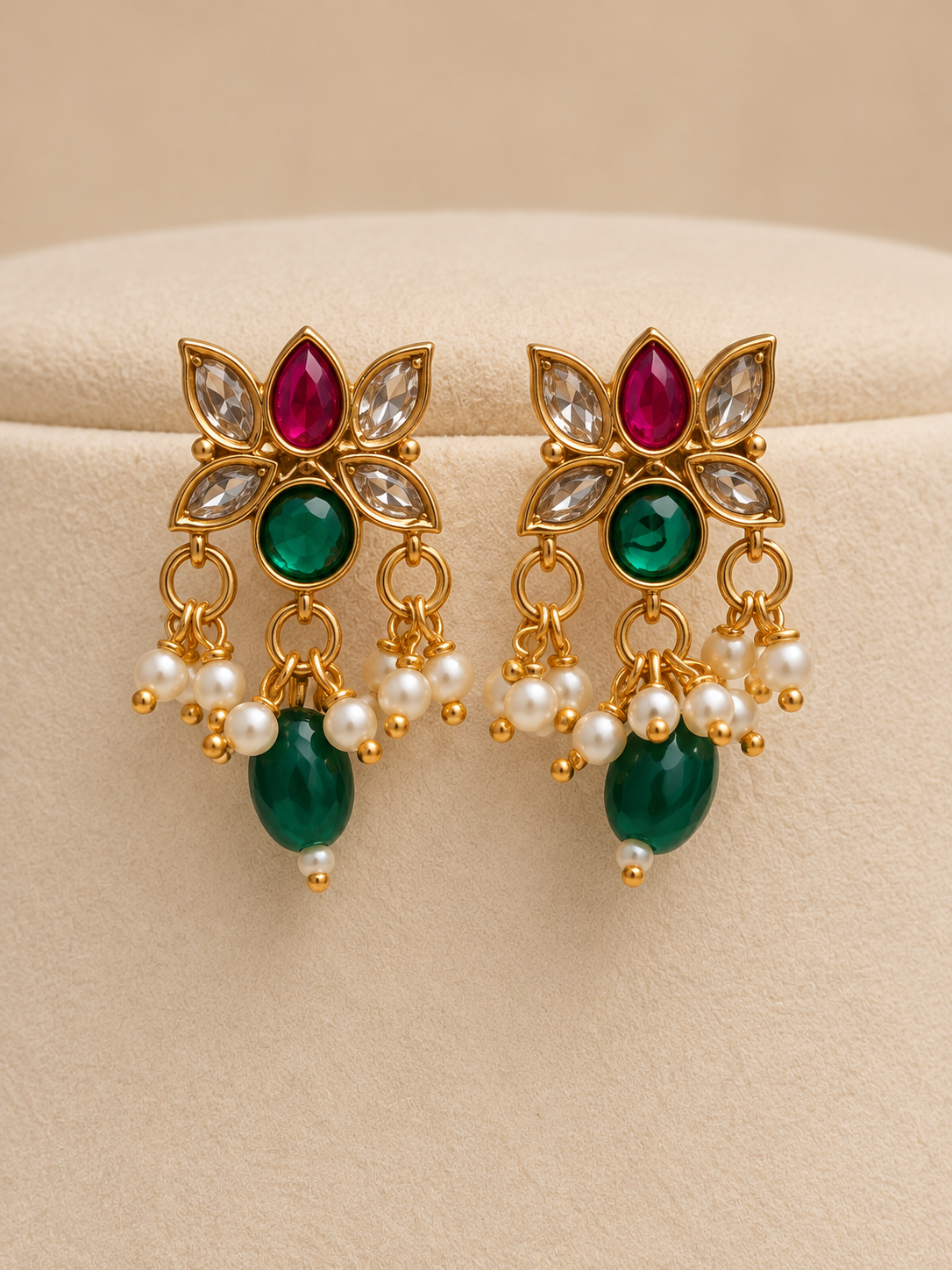 Kamala Pearl Ruby Green Choker Set