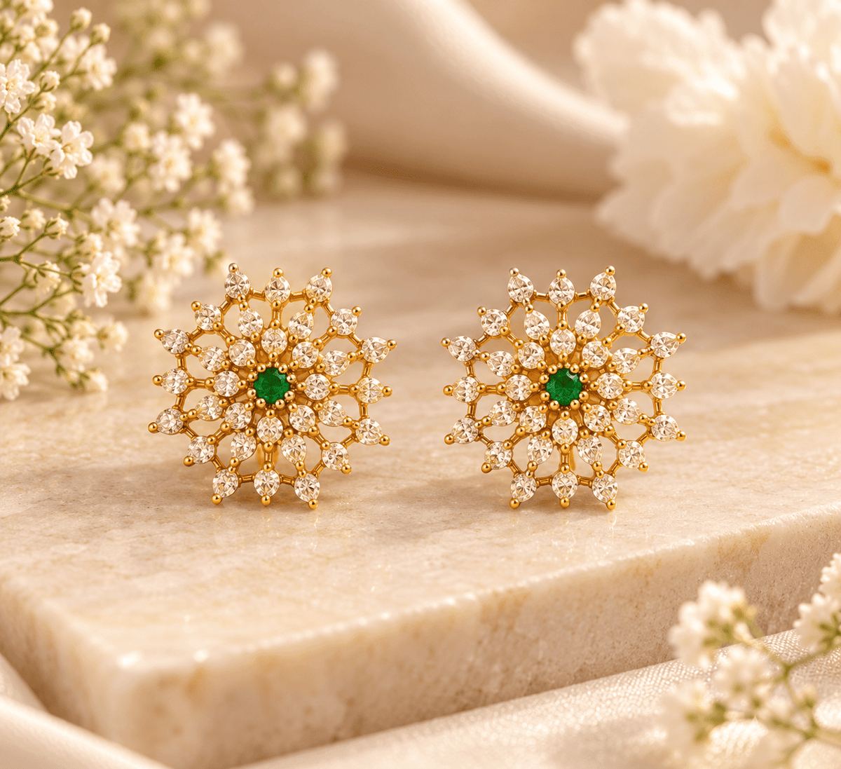 Emerald Bloom Studs