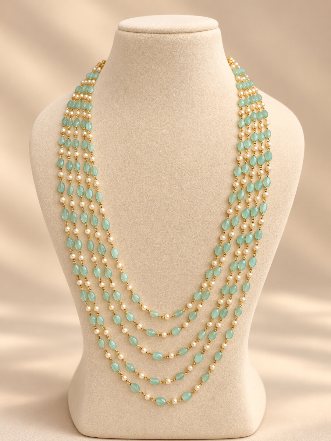 Layered Mint Pearl Necklace