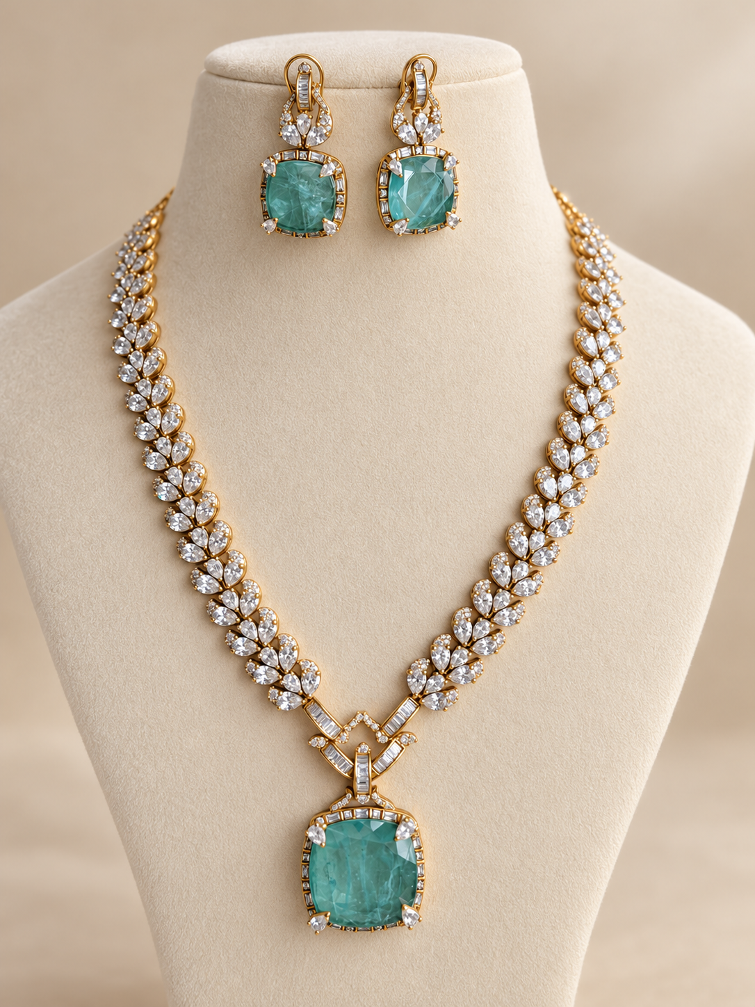Zara Luxe Polki Necklace Set