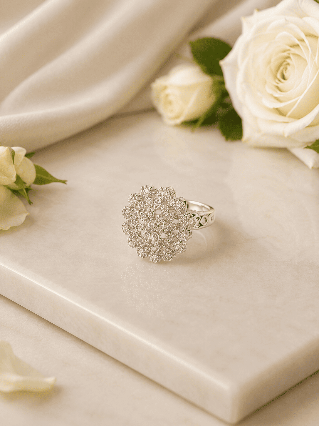Snow Blossom AD Statement Ring