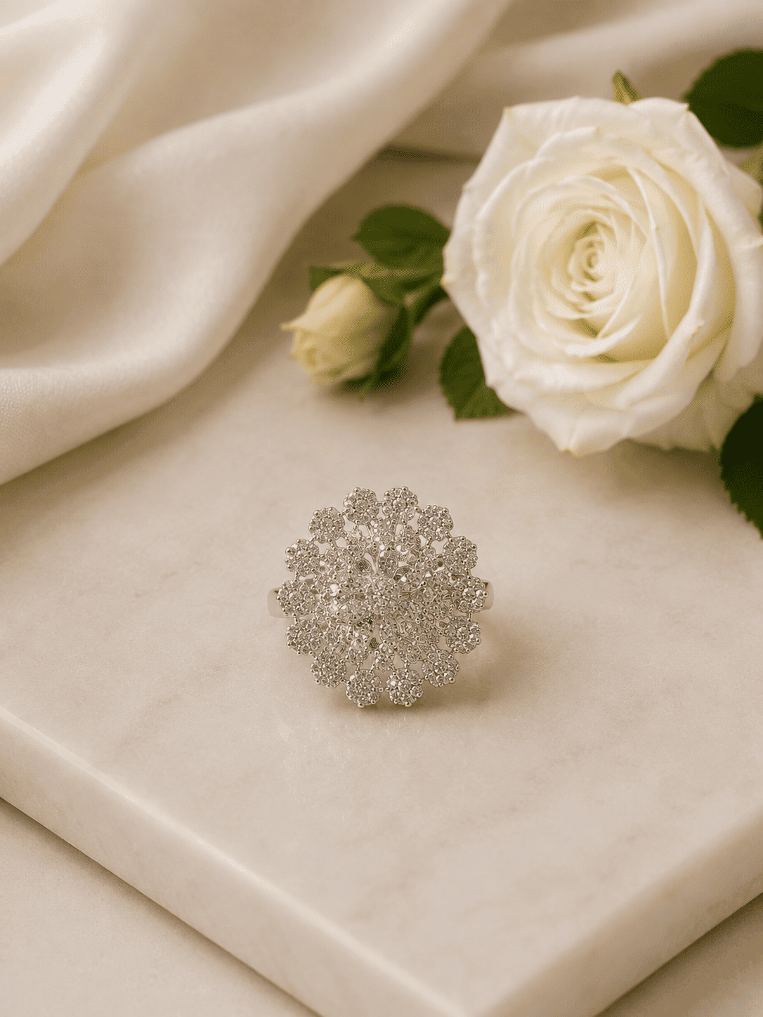 Snow Blossom AD Statement Ring