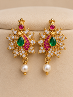 Sridevi AD Peacock Motif Necklace Set