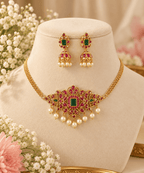 Meenakshi Ruby Emerald Choker Set