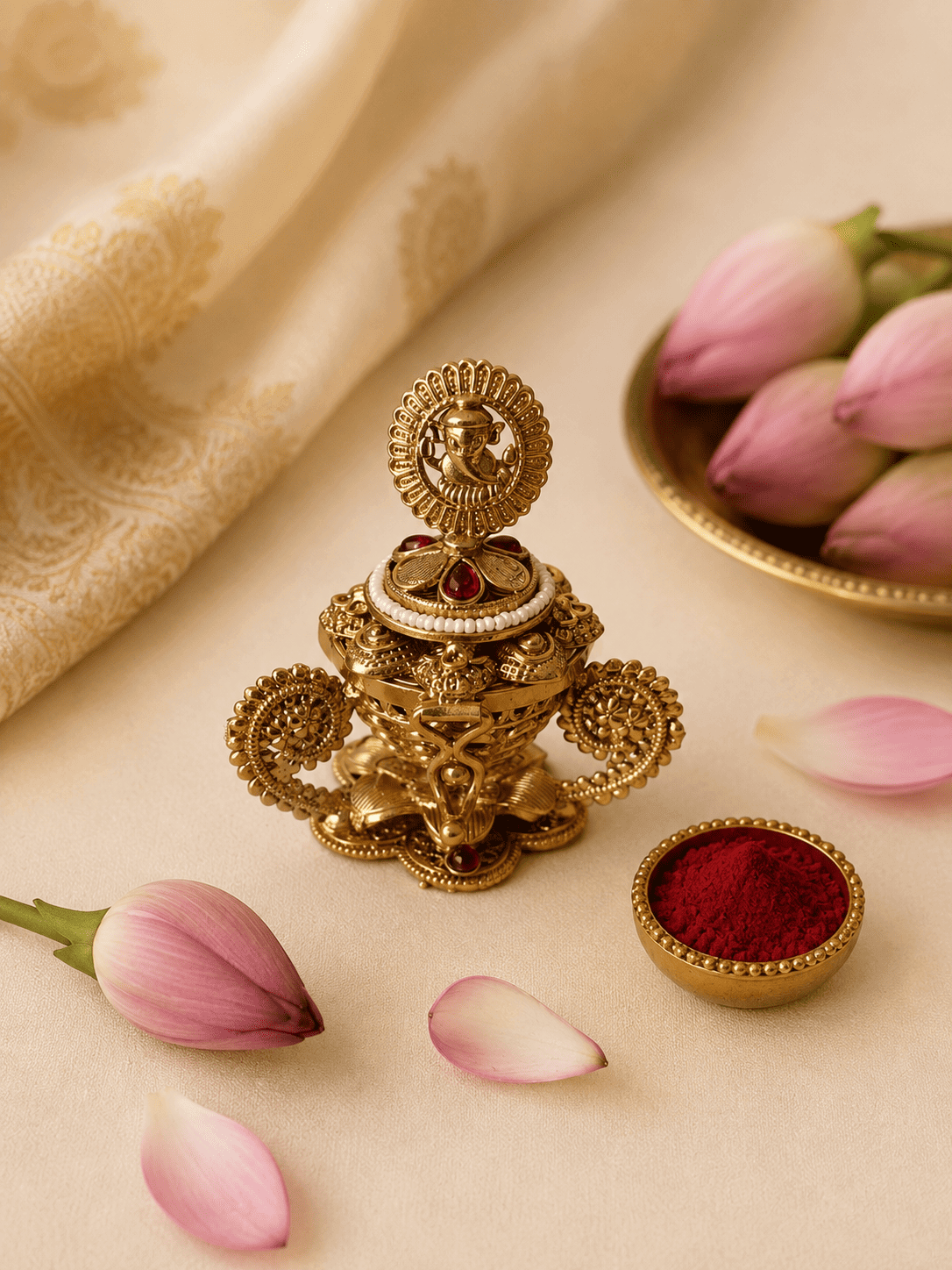 Ganesha Motif Kumkum Box