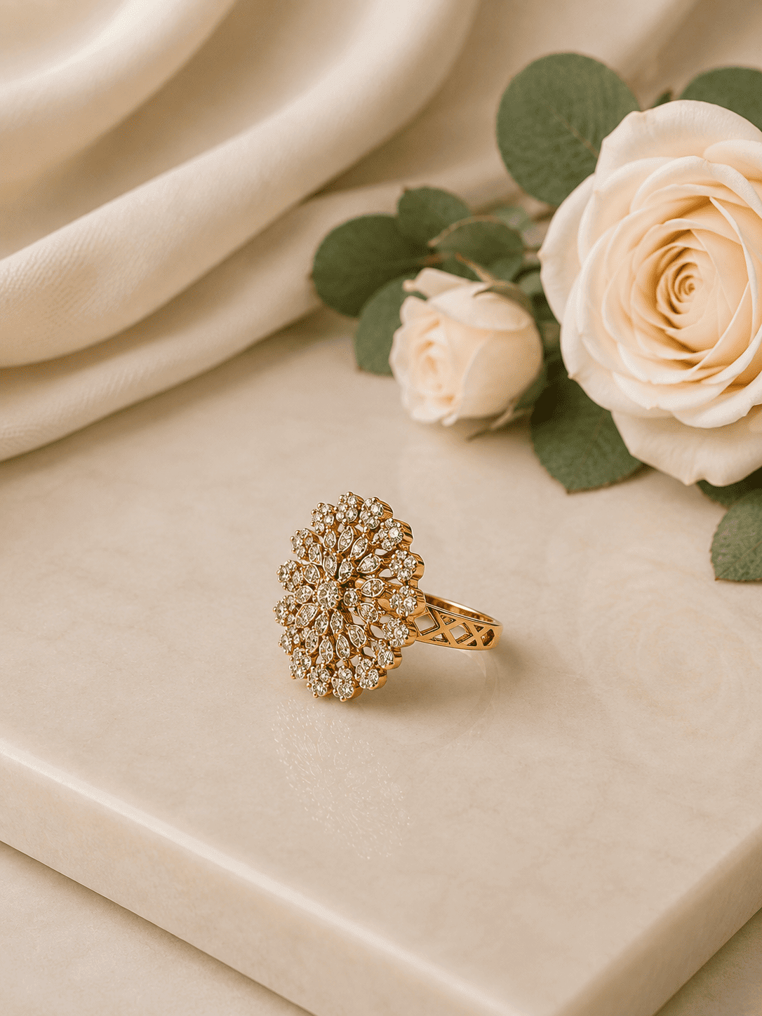 Snow Blossom AD Statement Ring