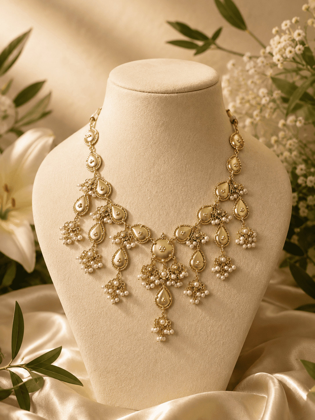 Exclusive Pearl Veil Statement Necklace