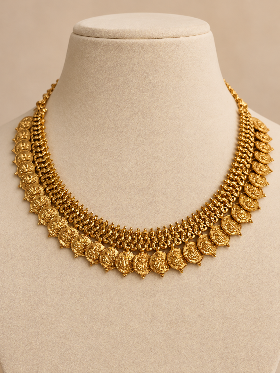 Mayuri Traditional Peacock Kaasu Necklace Set