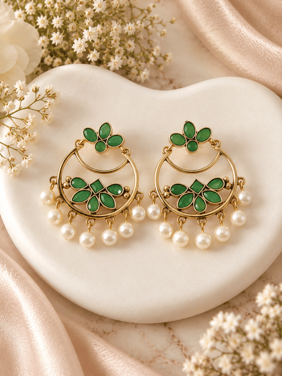 Floral Pearl Hoops