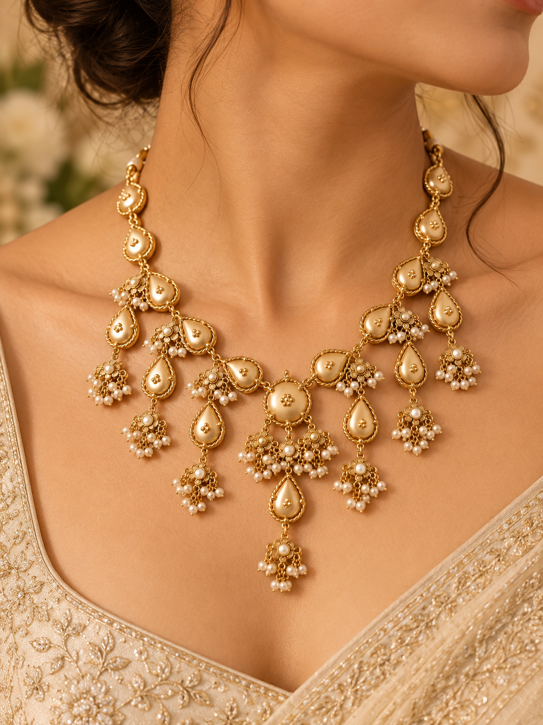 Exclusive Pearl Veil Statement Necklace